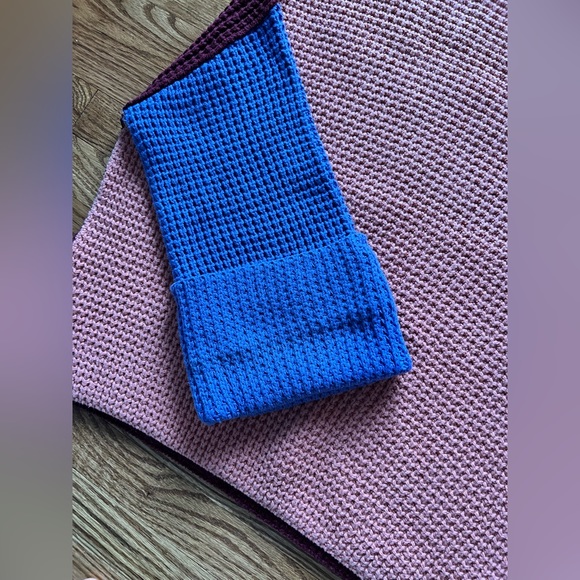 NWOT Free People Colorblock pink purple blue turtleneck knit sweater chunky - Picture 4 of 6